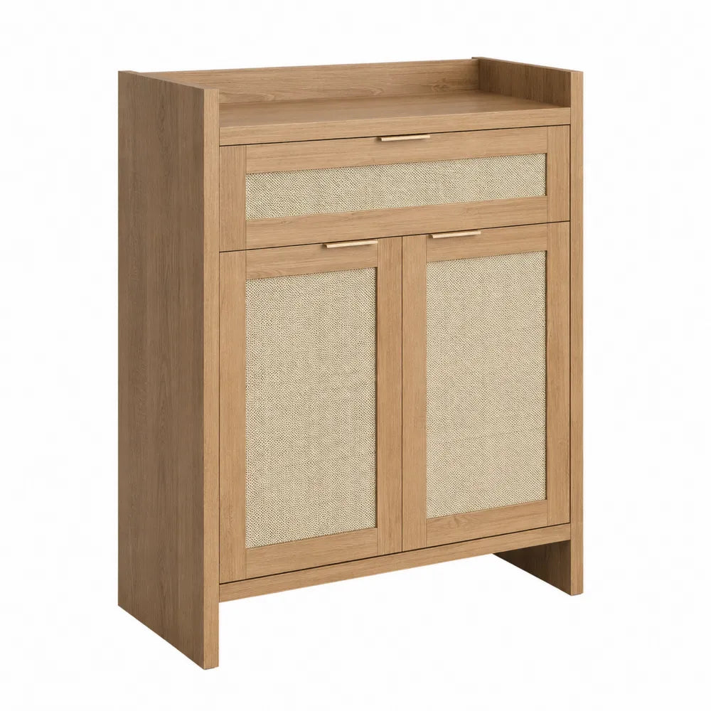 Scarpiera in Legno MDF con Ante in Tessuto 80 cm