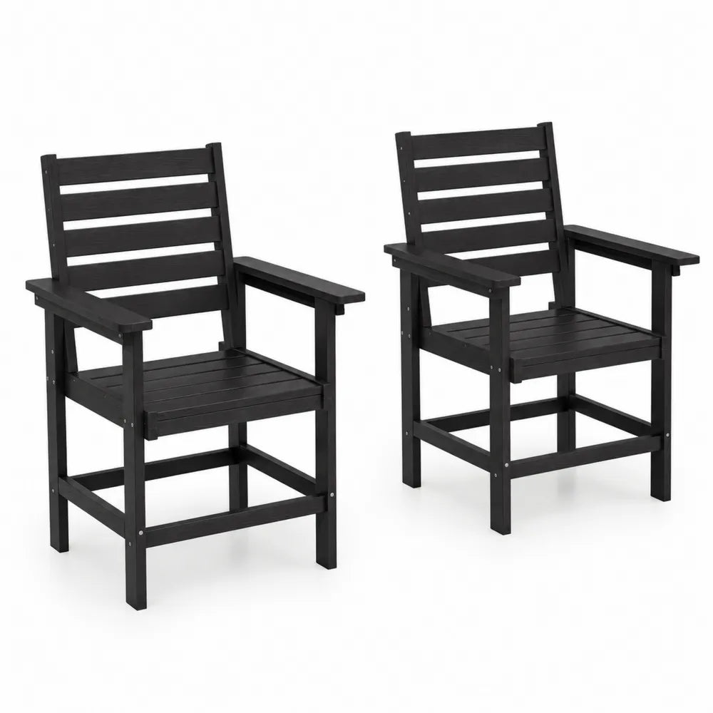 Set di 2 Sedie da Esterno in Legno Nero