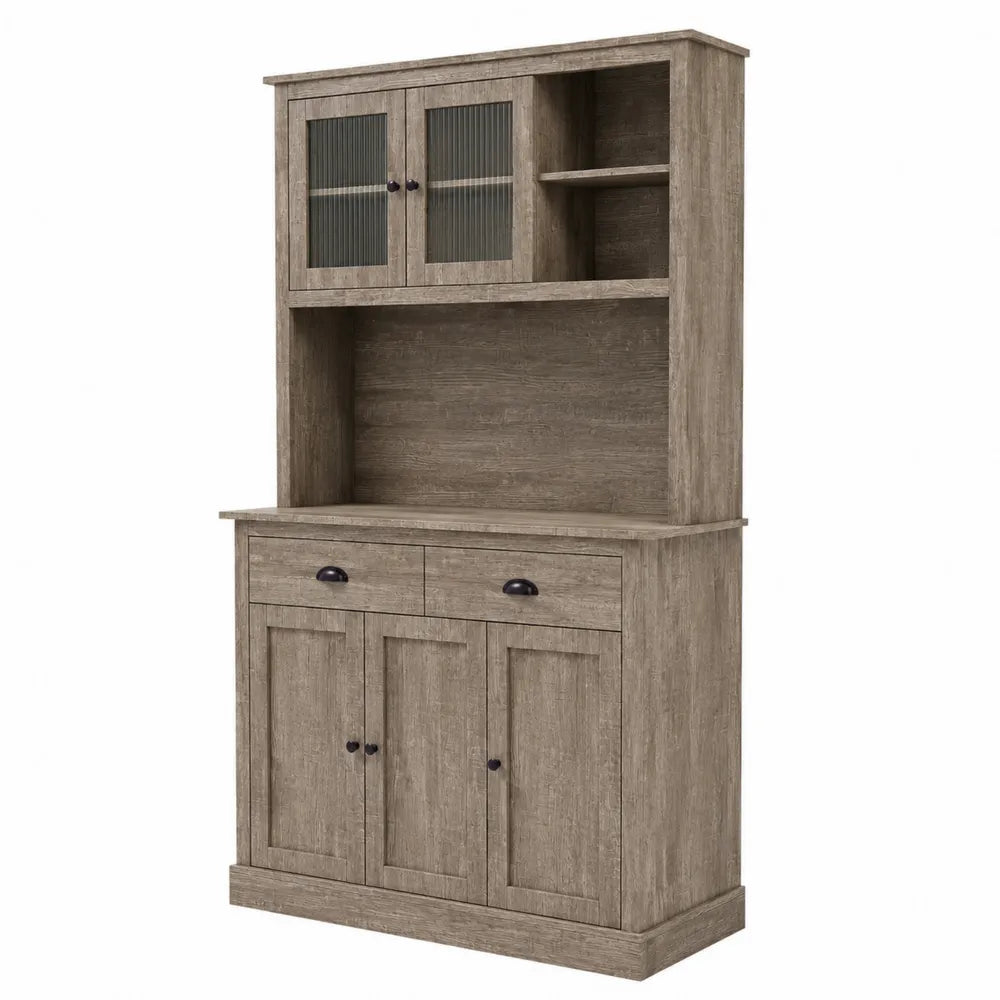 Credenza in MDF Grigio con Ante in Vetro Temperato