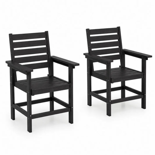 Set di 2 Sedie da Esterno in Legno Nero