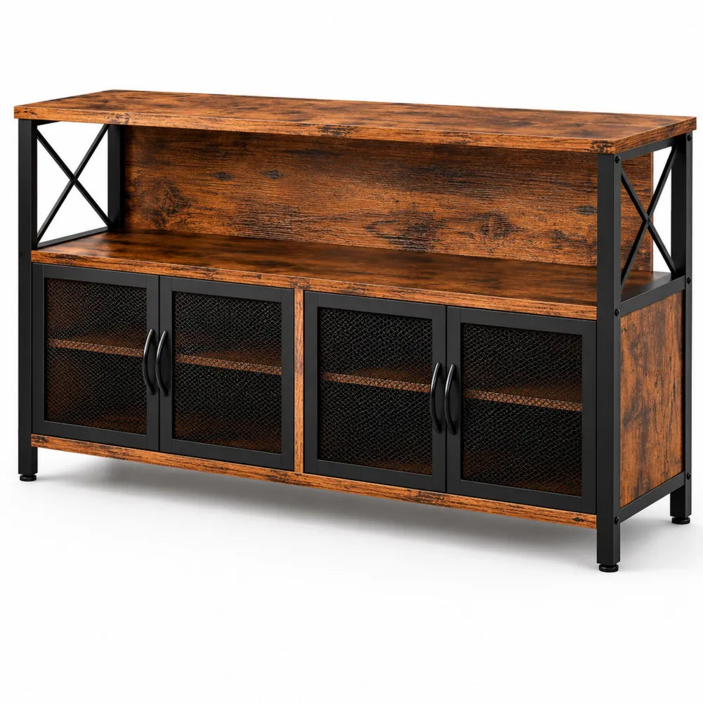 Credenza in Legno Ingegnerizzato e Metallo Marrone e Nero 120x40x80 cm