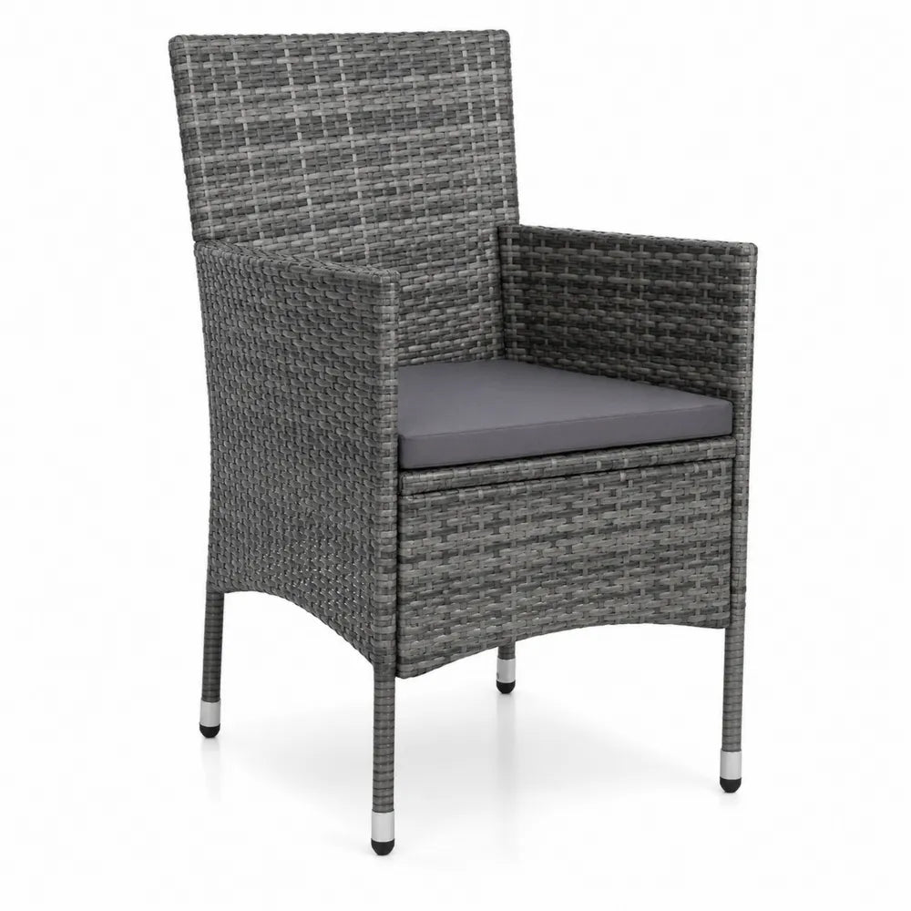 Sedia in rattan sintetico grigio con cuscino in poliestere
