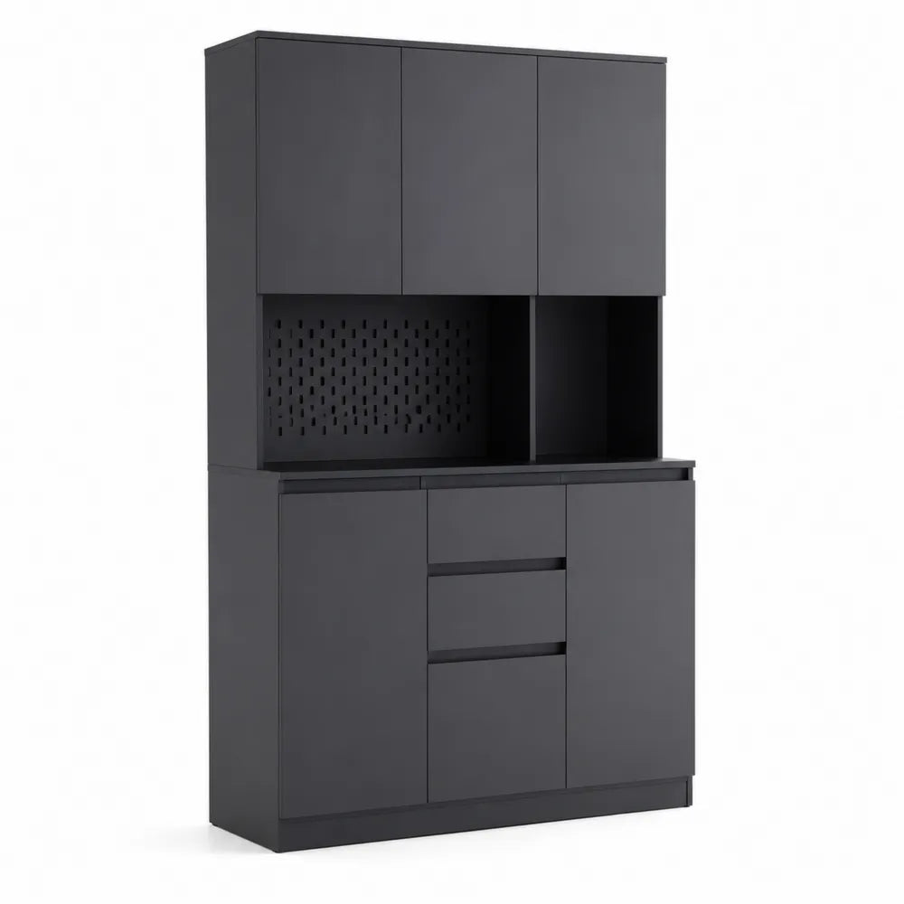 Credenza nera in fibra con ante e cassetti