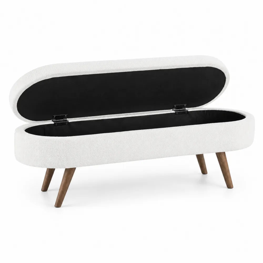 Panca contenitore in tessuto e legno bianco